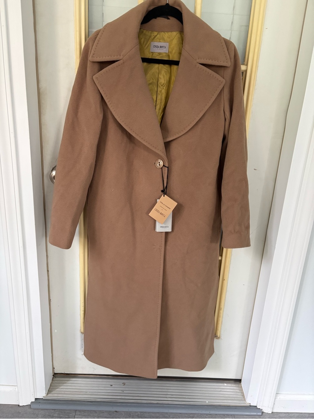 Cinzia Rocco NWT Tan Wool/Cashmere Single-Button long Coat